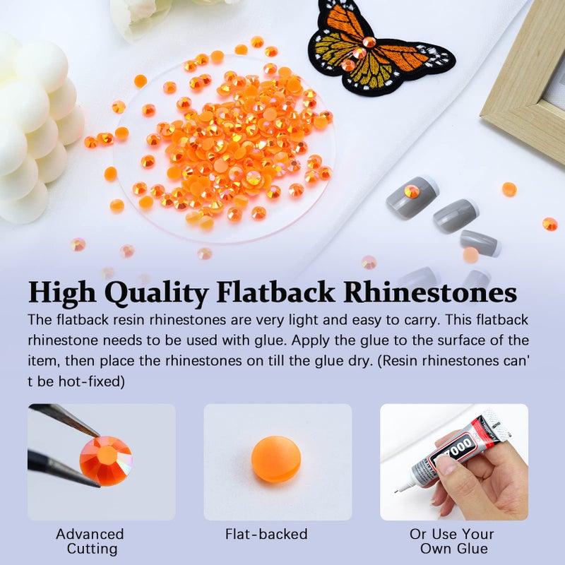 Briskbloom 1000PCS 6mm Resin Flatback Rhinestone, Orange AB Color Flatback Jelly Resin Rhinestones for Mugs, Bottles, Tumblers, Craft Decoration, Loose Bling Glitter Diamond Stone - Image 2